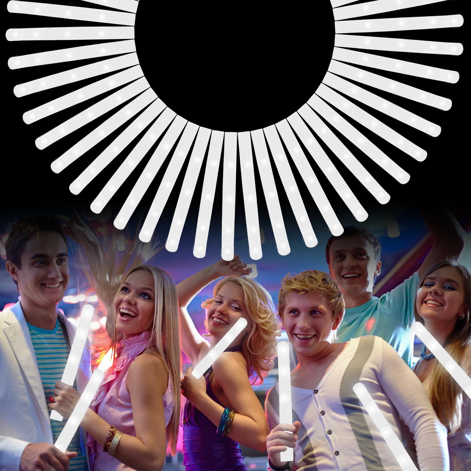 Foam Glow Sticks Bulk, 40 Pack White Light Up Foam Sticks 3 Modes, Glow Party Supplies for Wedding,Raves, Carnival, Concert, 4th of July, Halloween, Christmas, Valentine's Day