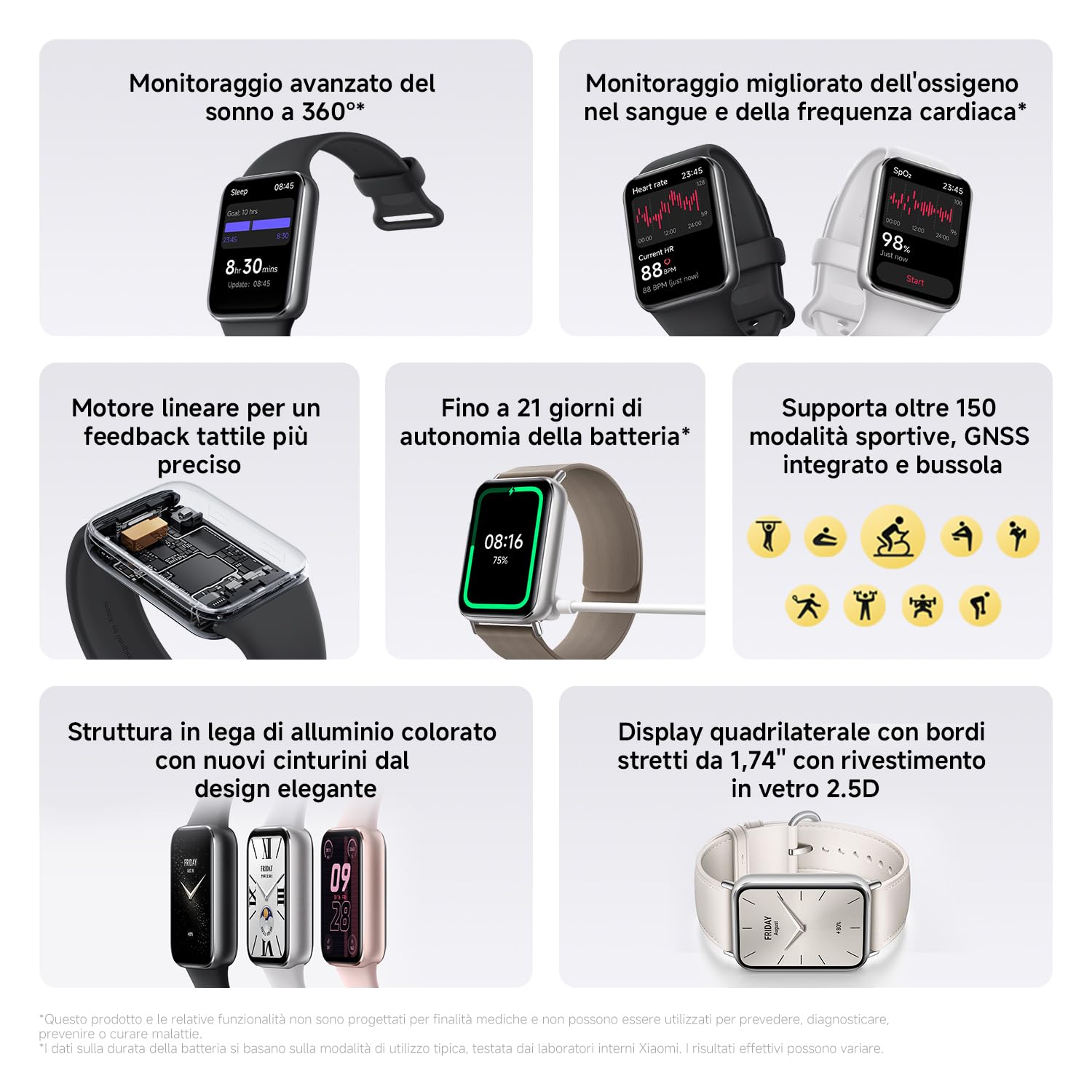 Xiaomi Smart Band 9 Pro, Schermo AMOLED 1.74", Telaio in Alluminio, Autonomia Batteria 21 giorni, Monitoraggio Migliorato di SpO2, Frequenza Cardiaca e Sonno, GPS Integrato, Acqua 5 ATM