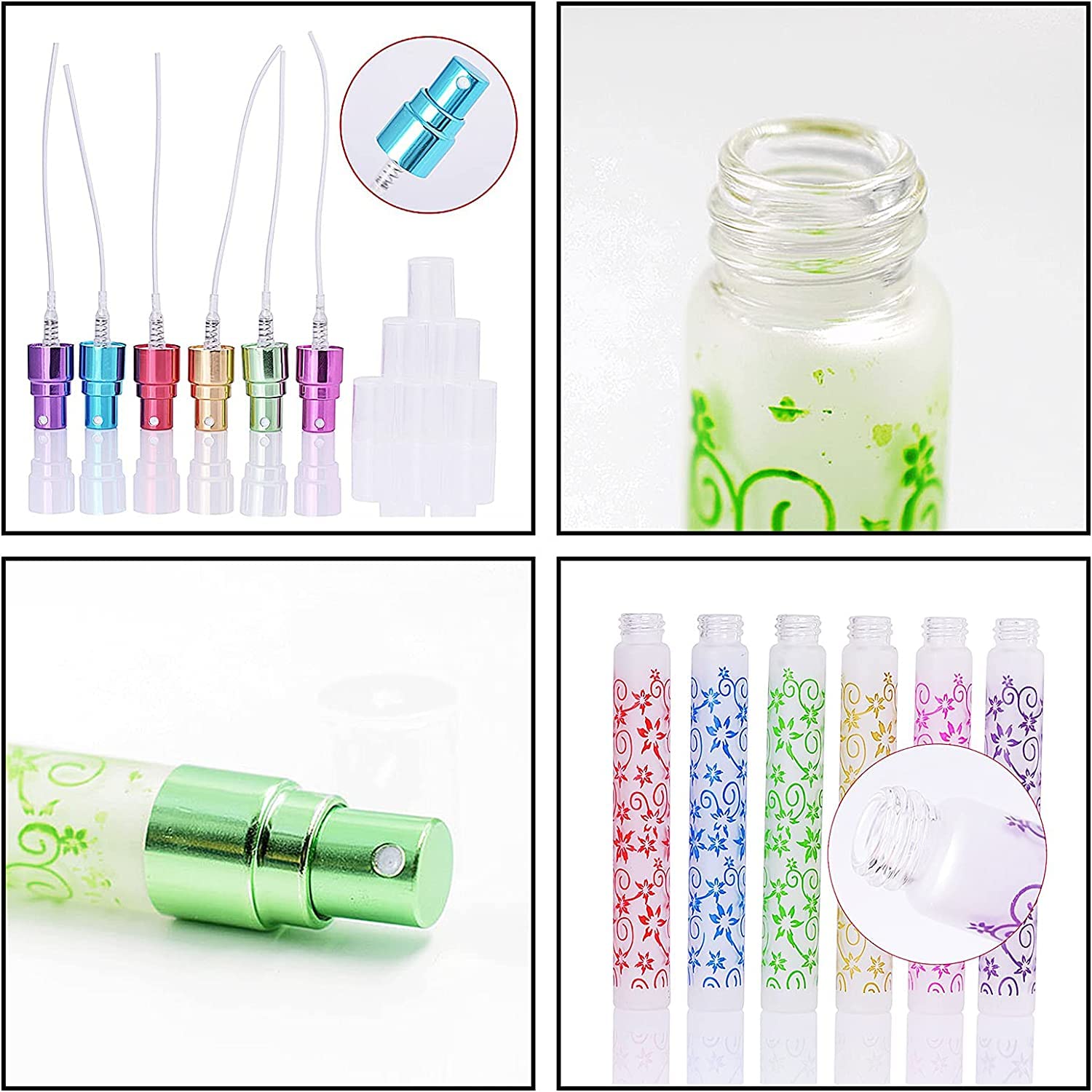 48 Piezas Verde 10ml Botella de Aerosol de Vidrio Mini Botella de Spray de Cristal Atomizador de Perfume + 1 x Embudo