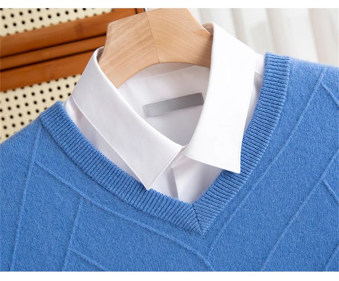 Inverno degli uomini 100% maglione di lana con scollo a V allentato pullover a maniche lunghe maglione di cachemire Plus Size tinta unita maglione