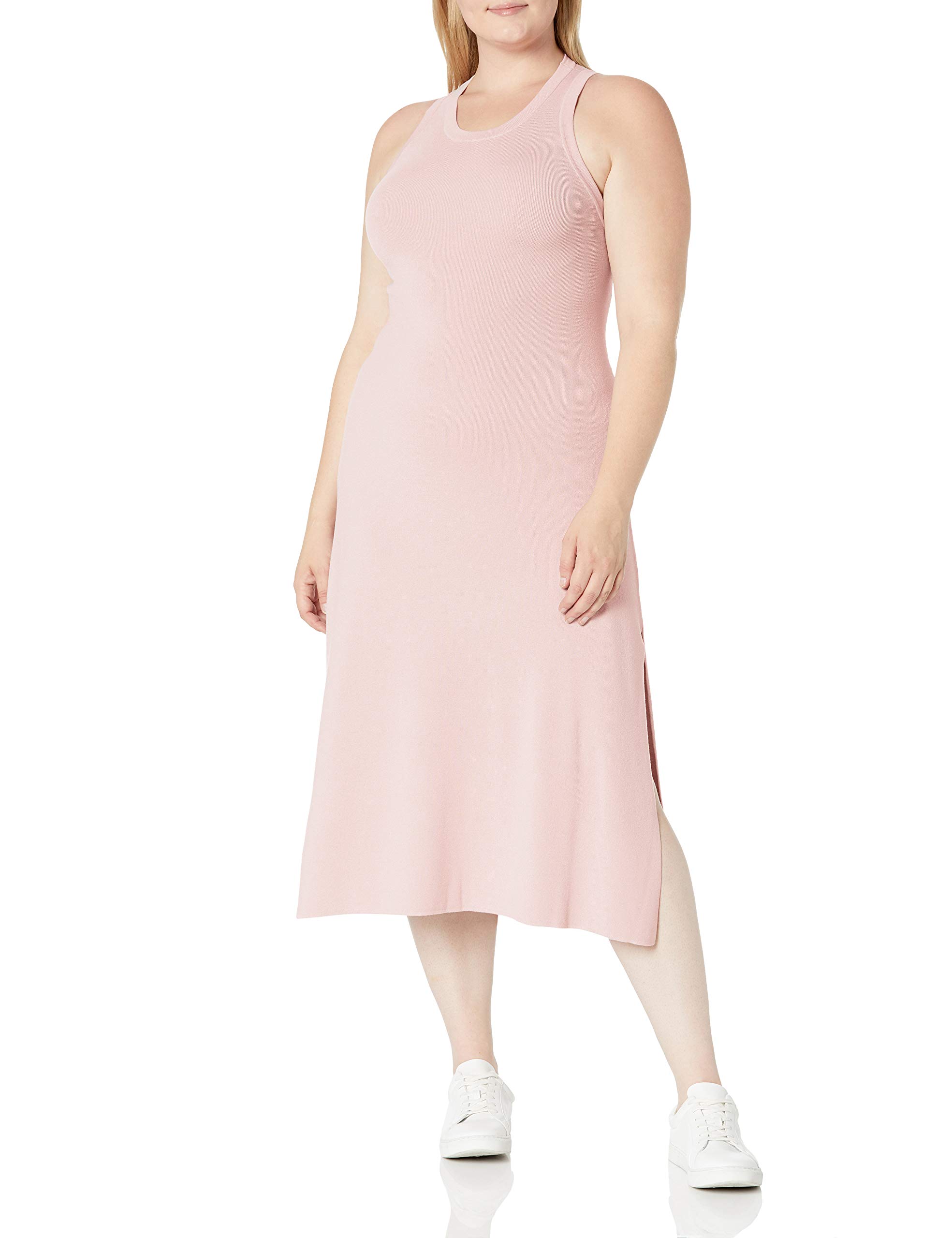 The Drop Women's Gabriela High Neck Cut-in A-line Side-Slit Maxi Sweater Dress