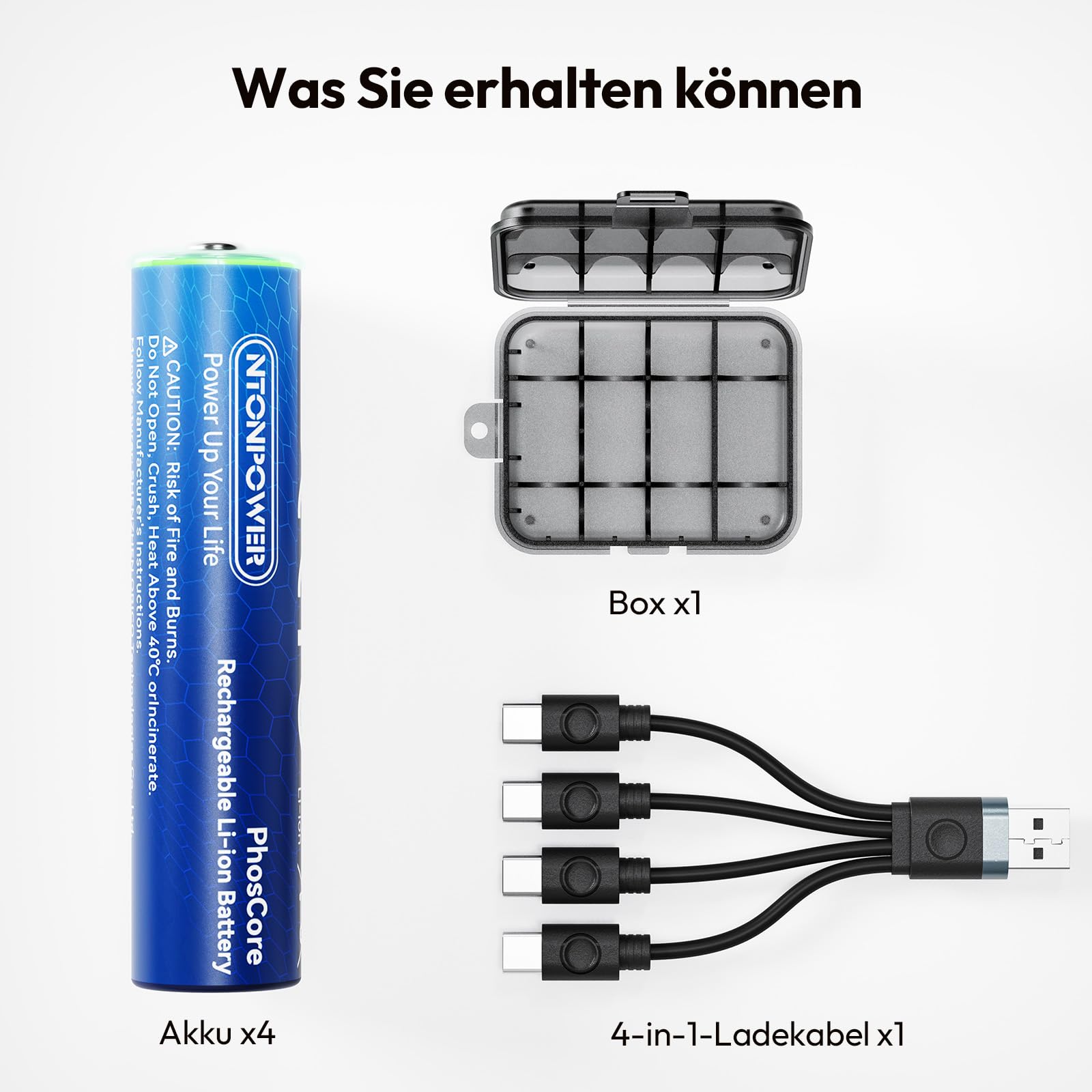 NTONPOWER Pilas AAA de litio 1,5 V 500 mWH con USB-C Lith baterías recargables con cable, 8 unidades, para linterna, juguetes, mando a distancia