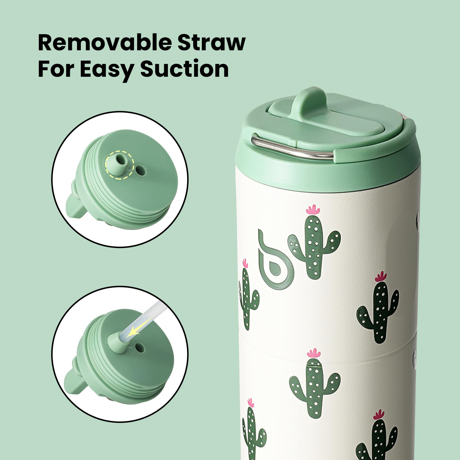 BOTTLE BOTTLE Borraccia isolata da 680,4 g, con coperchio e manico con cannuccia, per sport, viaggi, palestra, in acciaio inox, a doppia parete, sottovuoto, in metallo, a prova di perdite, senza BPA