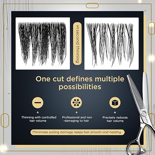 Miniatura 5 de Tijeras profesionales de adelgazamiento de 6.0 pulgadas para cortar el cabello, tijeras profesionales de corte de cabello con cuchillas