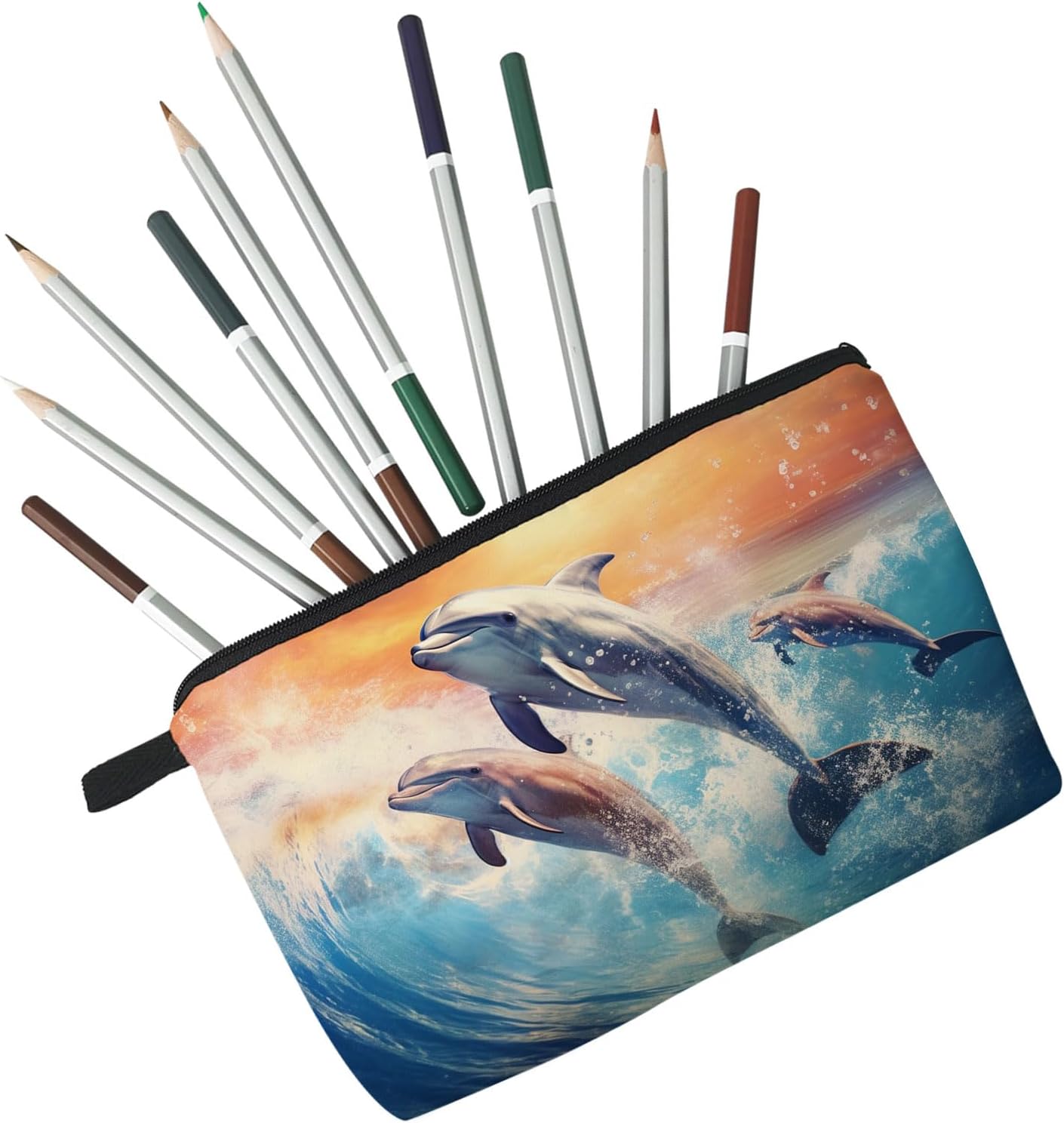 Dolphin Gift Dolphin Makeup Bag Cute Small Makeup Organizer Bag Travel Toiletry Zipper Pouch Ocean Gifts for Dolphin Lovers Dolphin Cosmetic Bag for Women Friends - Image 4