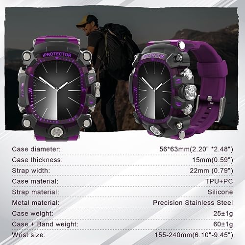 Miniatura 9 de YiMingSun iG-3000 - Funda de reloj modificada para Apple Watch Series 9, 8, 7, 1.772 in, 6, 1.732 in, banda para hombre, con funda, funda resistente