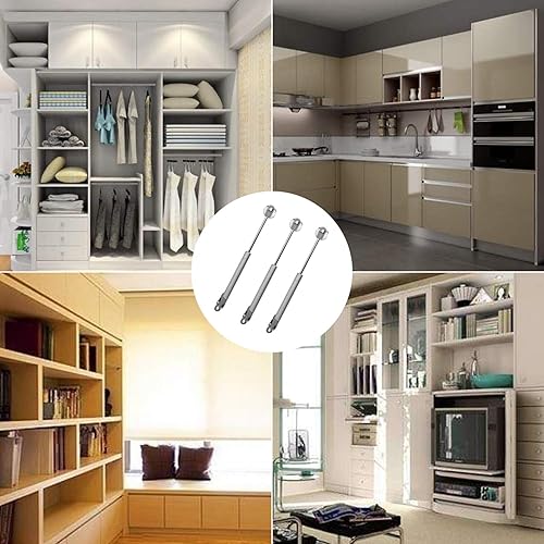 Miniatura 6 de KEILEOHO 10 bisagras de gabinete de soporte hidráulico, bisagras de gabinete de soporte de soporte de gas de cierre suave 100N con accesorios de