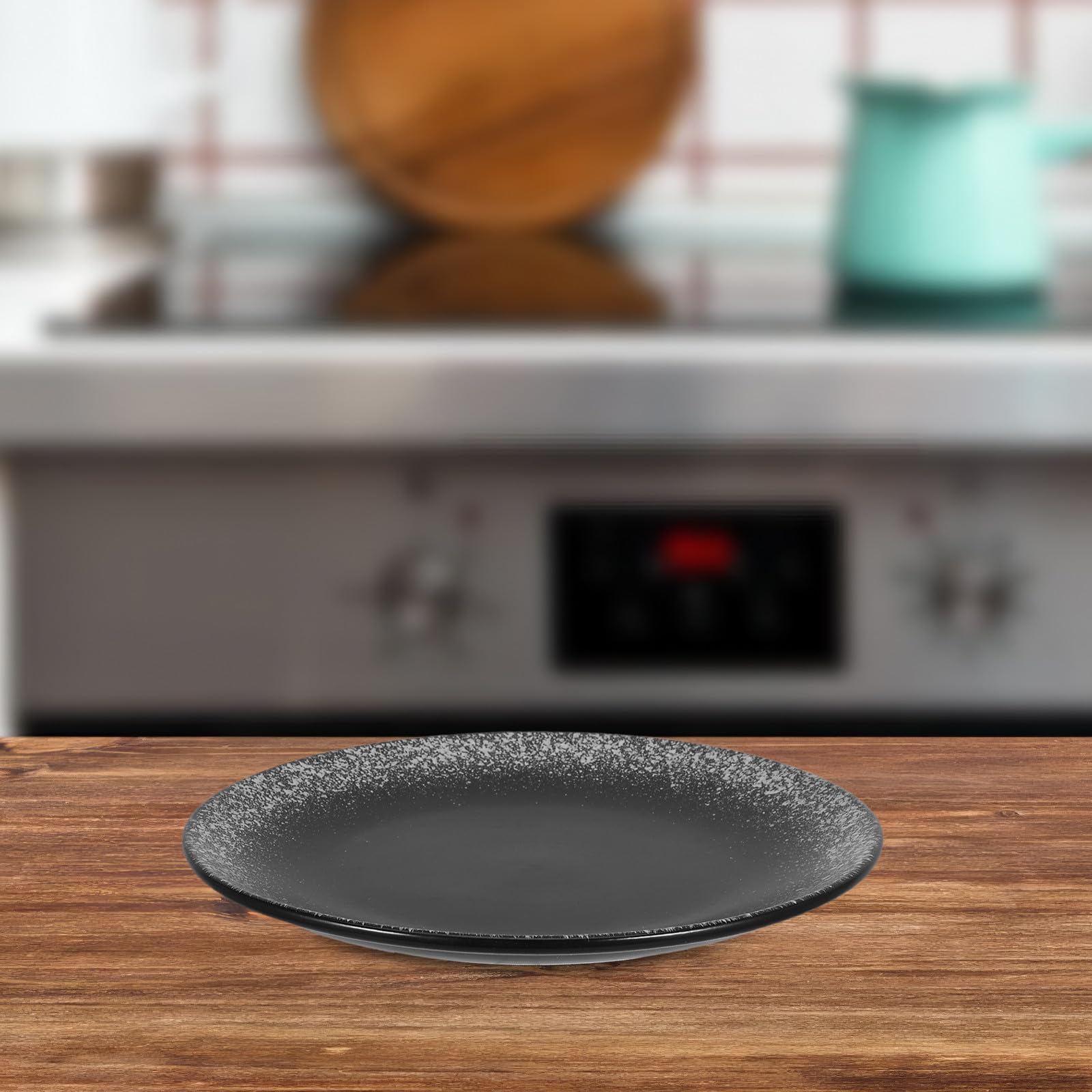 Zerodeko 2 platos de cerámica negra, 20 cm (8 pulgadas), estilo vintage, ideales para servir pasta y postres. Platos para el hogar, perfectos para restaurantes o fiestas. Fáciles de limpiar.