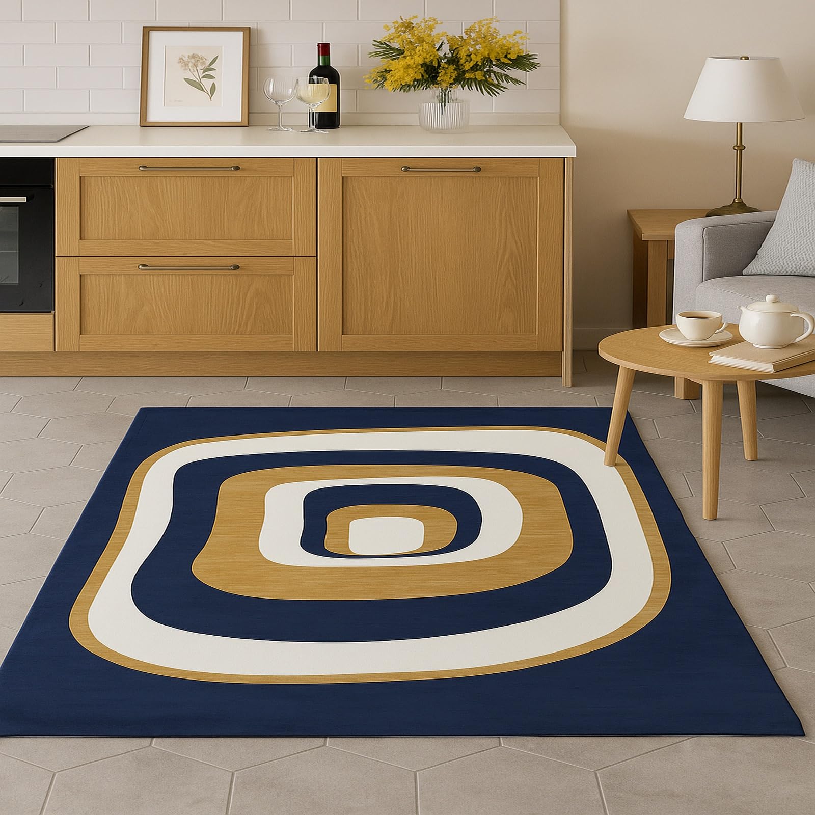 Tapis de salon moderne blanc 120 x 160 cm à poils courts lavable