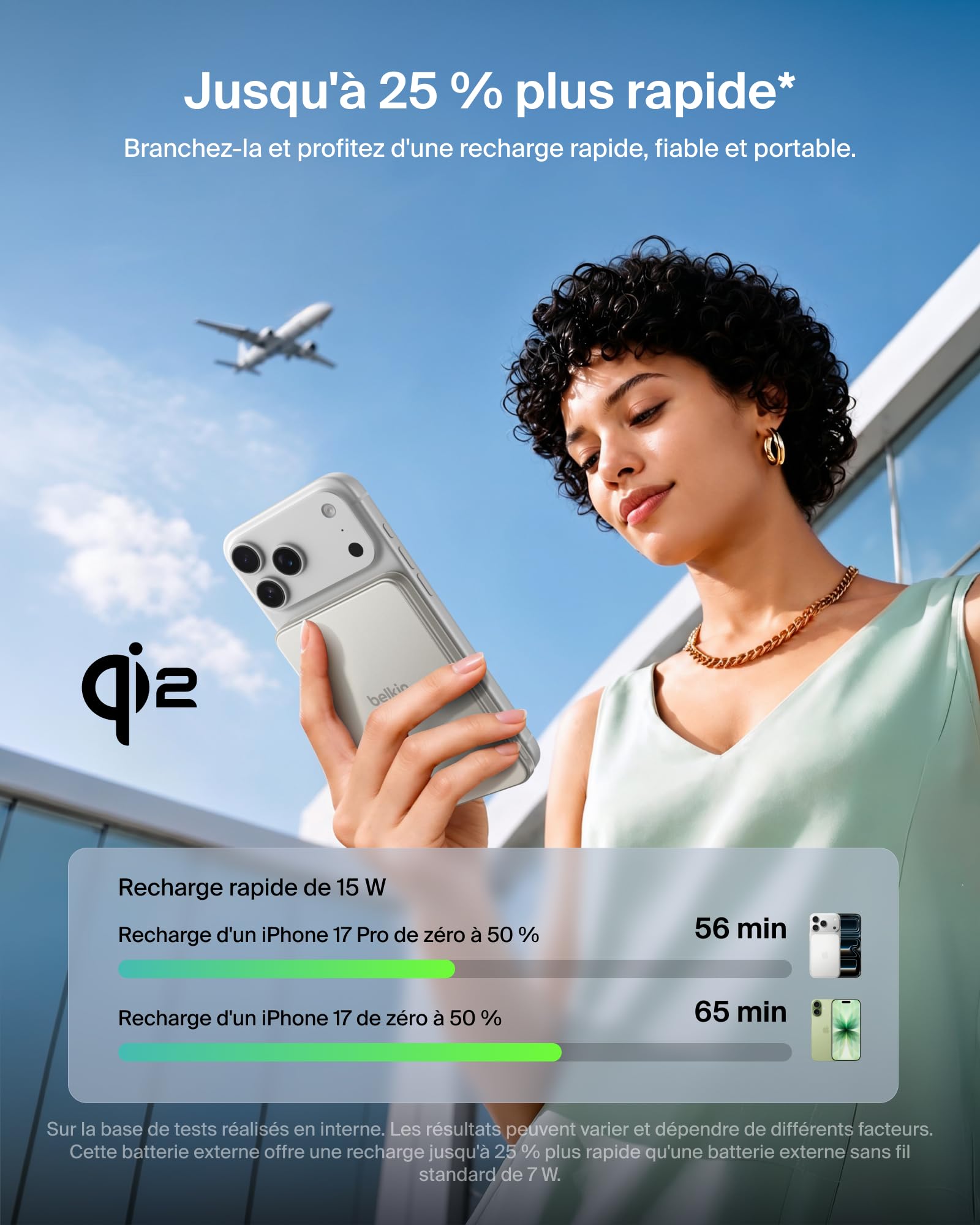 Belkin UltraCharge Pro Batterie Externe sans Fil Semi-Solide 5000mAh