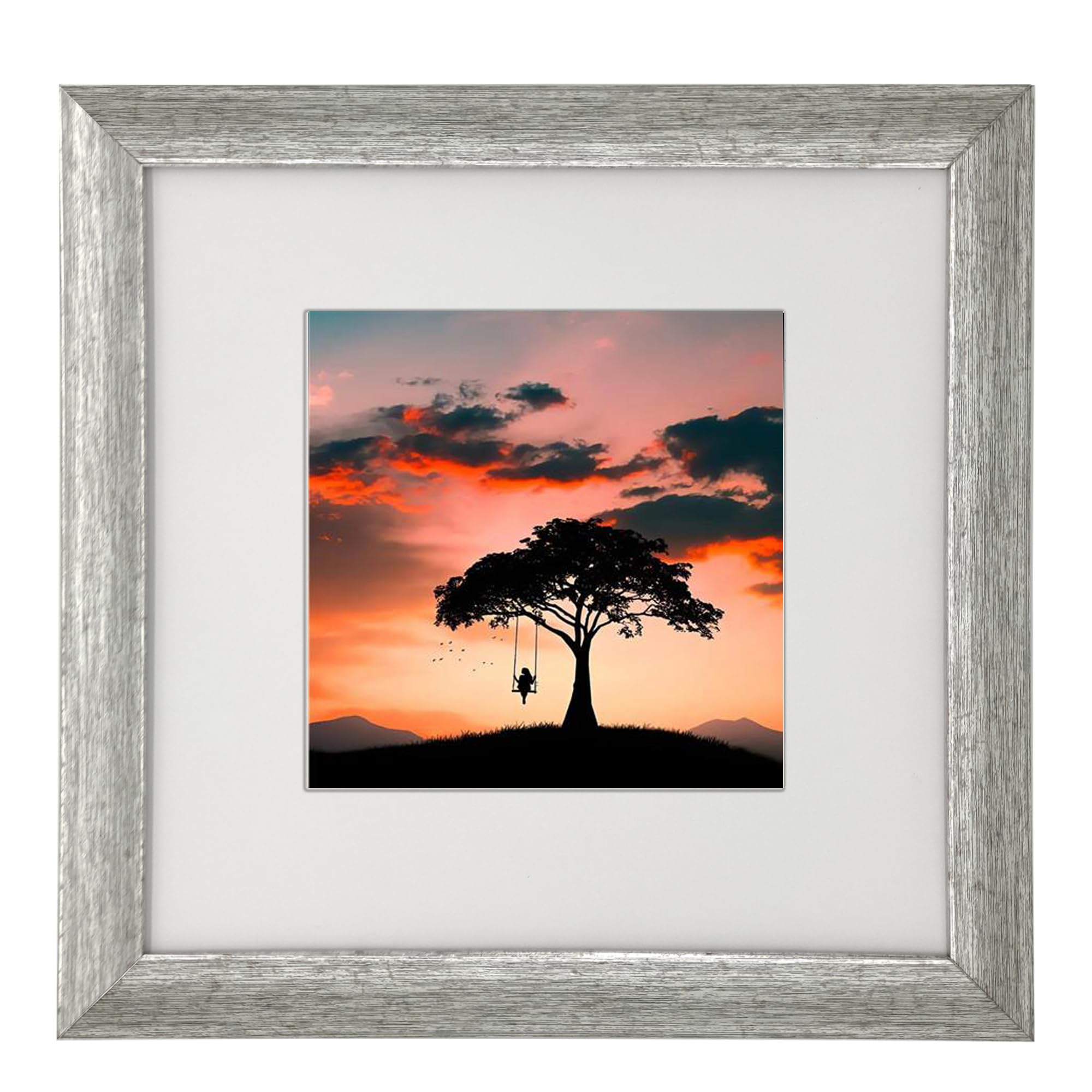 8x8 (20x20cm) Photo Frame Gallery Picture frame with 5x5 mat,Freestanding and Wall Mountable,Silver