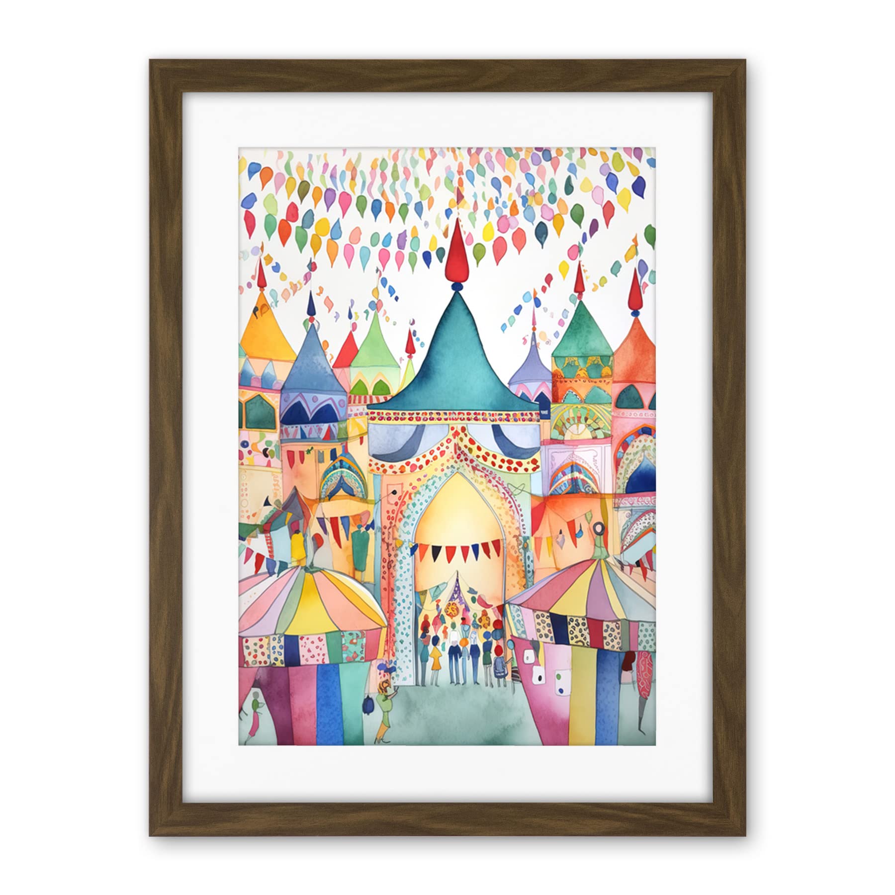 Artery8 Festival Folk Art Watercolour Painting Artwork Framed Wall Art Print 18X24 Inch