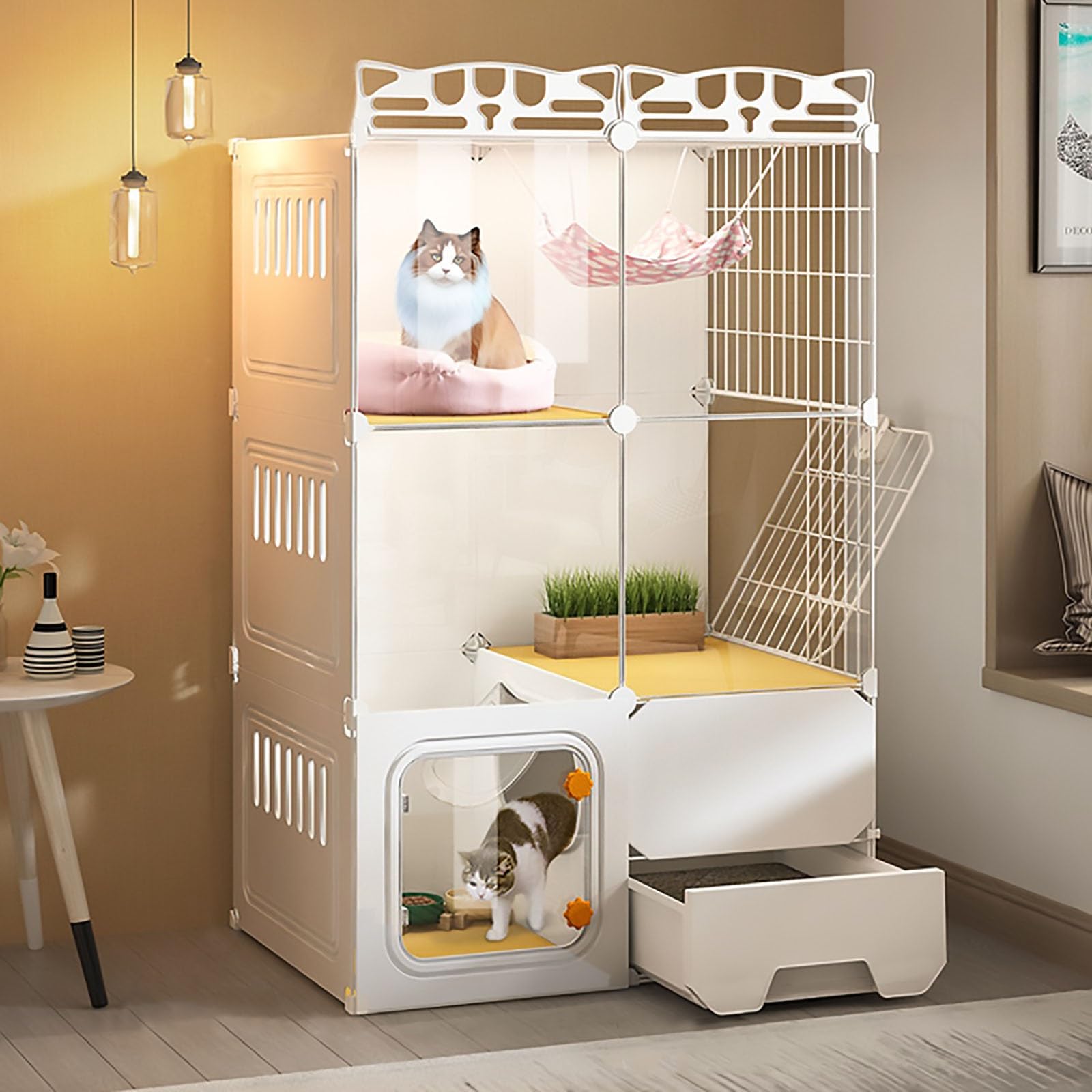 Cage pour chat à 3 niveaux et villa transparente d'intérieur modulable DIY