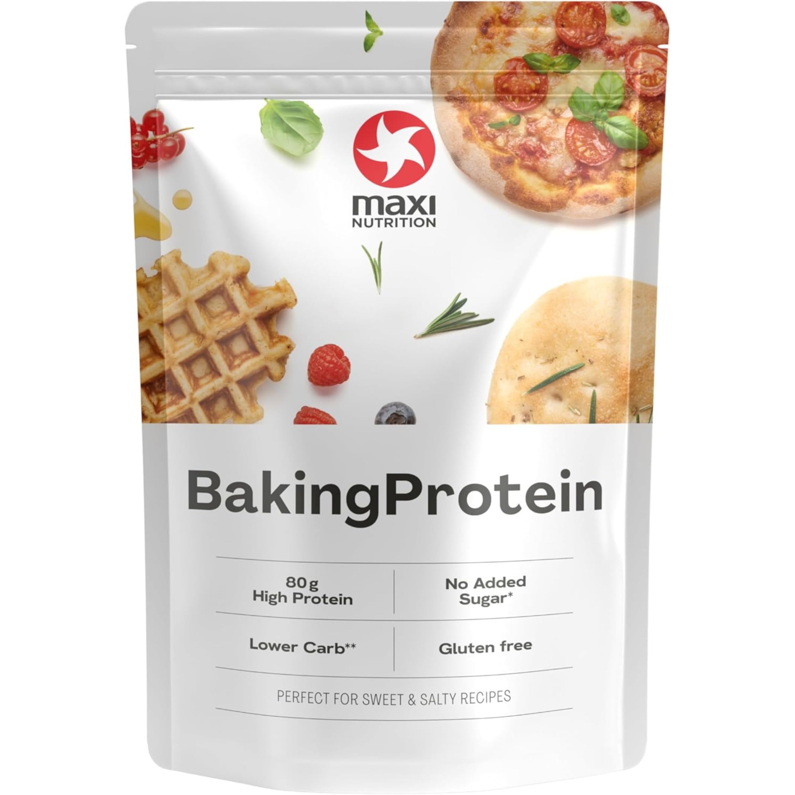 MaxiNutrition Baking Protein - Baking Protein Powder for Cooking and Baking - No Additives - 1 x 500g Bag, Per 100g Serving 80g Protein, 358 Calories