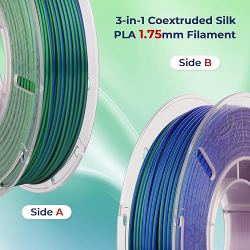 Vista 72 de AMOLEN - Paquete de 4 carretes de filamento de ácido poliláctico de seda para impresora 3D, brillante, bicolor, 1/16 de pulg./1.75 mm, azul Verde