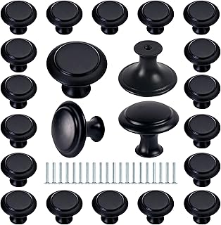 20 PCS Cabinet Knobs, Black Kitchen Cabinet Knobs, Round Drawer Knobs Dresser Knobs, Mushroom Door Handles Pulls Knobs Cupboard Knobs with Screws for Cabinet Drawer Kitchen Bathroom