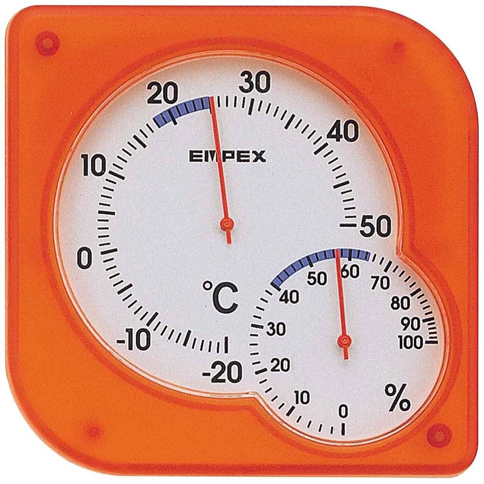 エンペックス (EMPEX) 温度計 湿度計 アナログ 置き 壁掛け コンパクト ミニ キッチン 洗面所 シュクレmidi温・湿度計 オレンジ TM-5604