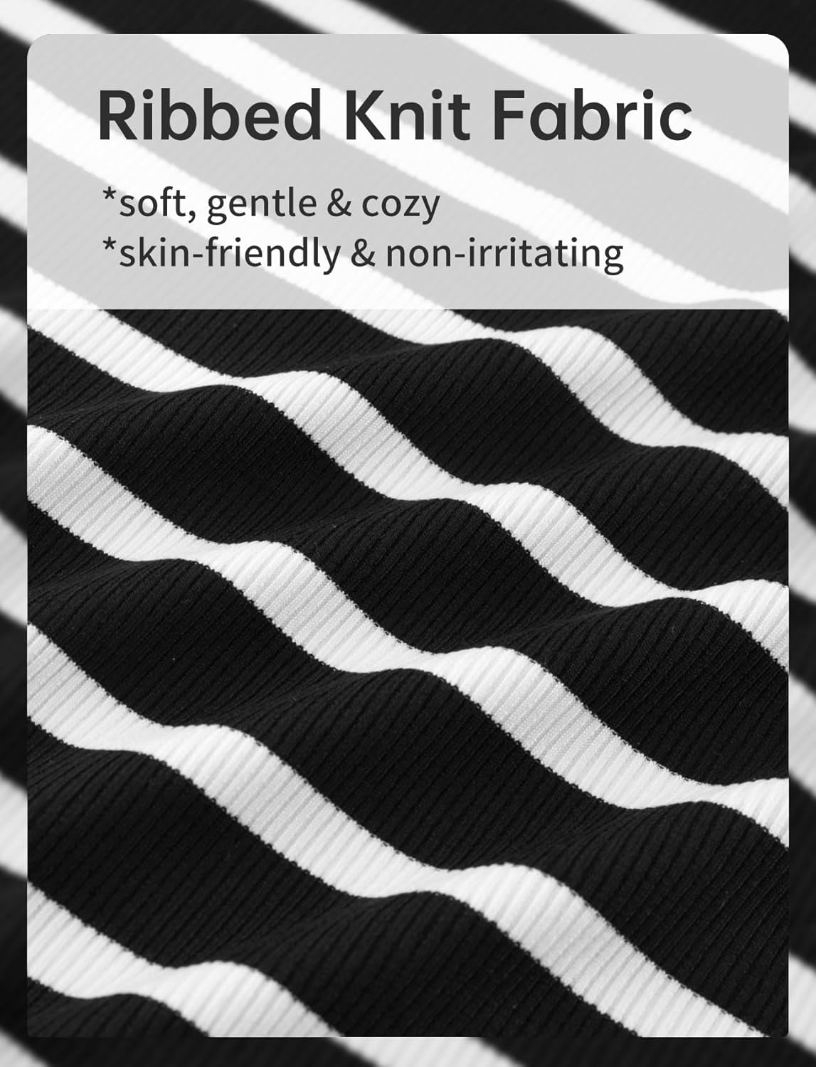 Zengjo Women‘s Striped Shirt Mock Neck Elbow Length Slim Fitted Short Sleeve Ribbed Turtleneck Tops - Image 6