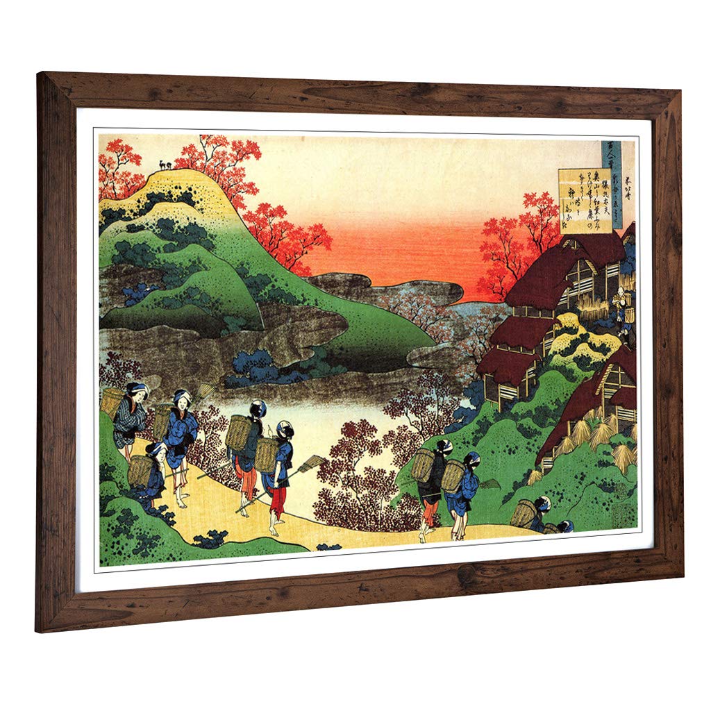 Big Box Art Framed Print of Hokusai Landscape Japanese Oriental (3) Design | Wall Art Picture | Home Decor for Kitchen, Living Room, Bedroom, Hallway, Walnut, A2 / 24.5x18 Inch / 62x45cm