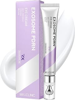 MAXCLINIC Exosome PDRN Eye Cream for Dark Circles & Puffiness 0.70 fl oz | C-Zone Eye-Care, Dark Circles & Eye Bags, Hydrating & Firming, Salmon PDRN, Centella Asiatica, 9 Peptides, Cooling Metal Tip