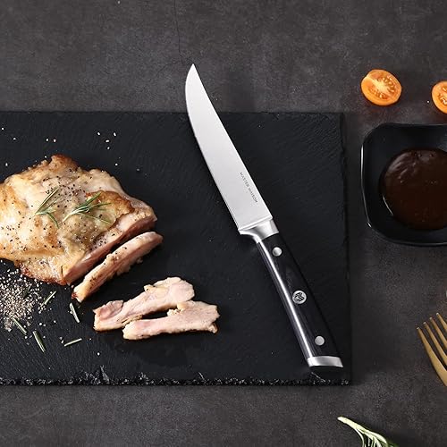 Miniatura 7 de Master Maison Juego de 8 cuchillos de carne de 5 pulgadas ultra premium  8 cuchillos alemanes de acero inoxidable sin dentar + caja de regalo de