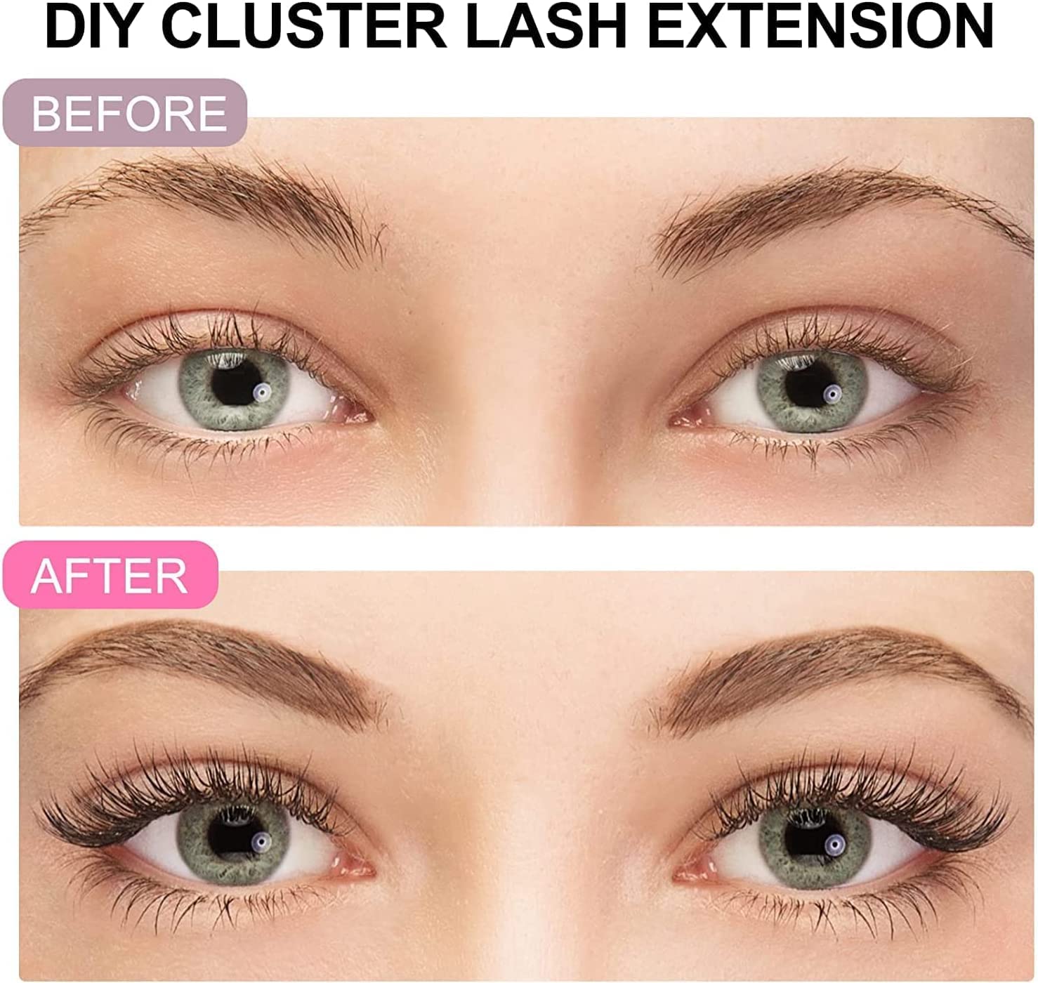 Fenshine Cluster Lashes Extensions, 144Pcs Individual Lashes Wide Stem D Curl 10mm Length DIY Eyelash Extension Individual Soft False Lashes for Personal Use at Home