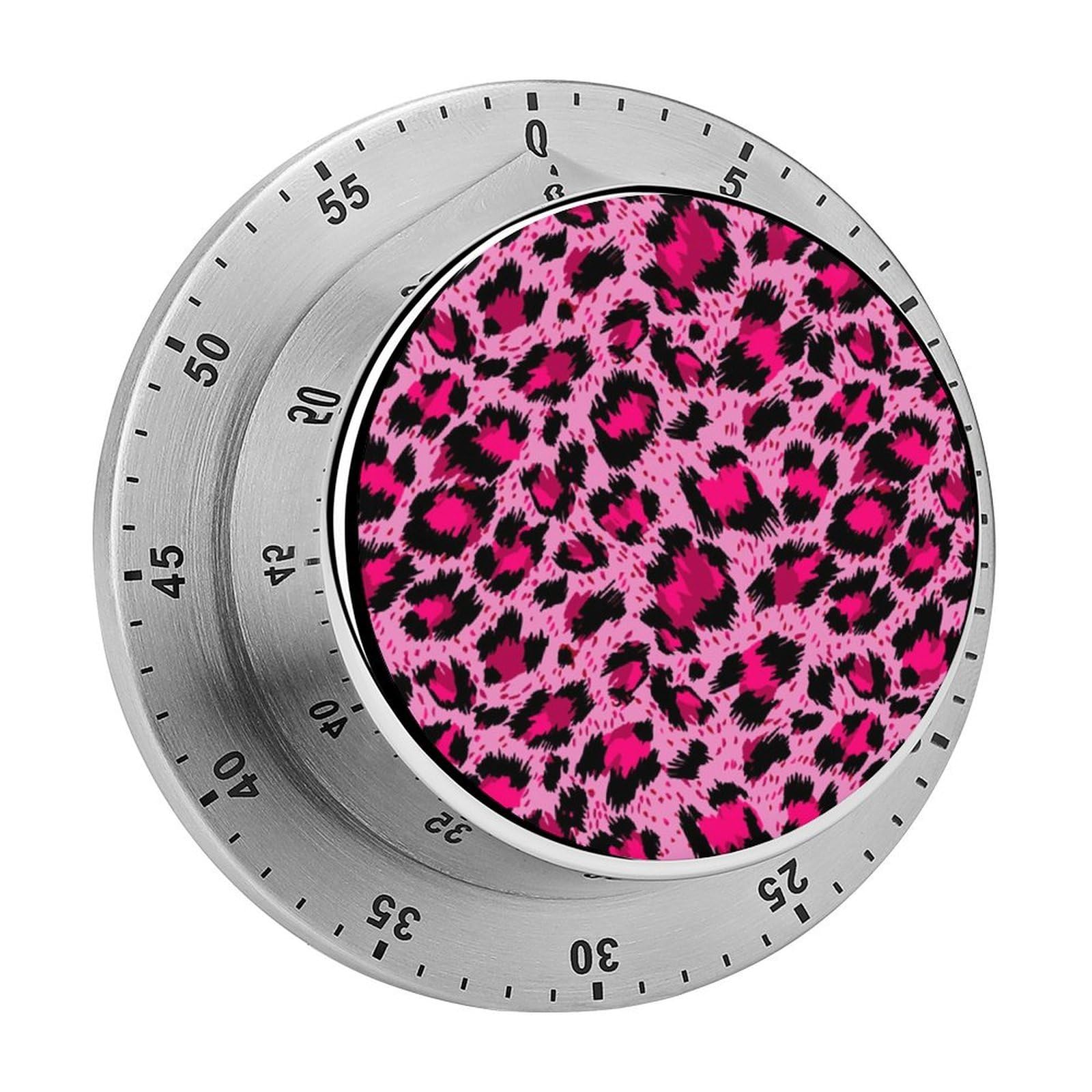 Pink Cheetah Leopard Print Circular Rotating Timer, Suitable for Kitchen and Bedroom
