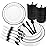 WELLIFE 350Pcs Black Plastic Dinnerware with Pre Rolled Napkins, Include:50 Dinner Plates, 50 Dessert Plates, 50 Paper Napkins, 50 Cups, 150 Plastic Cutlery