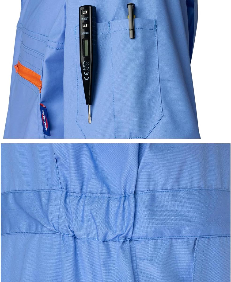 Short Sleeve Mechanic Coveralls Work Overalls for Men Lightweight Work Jumpsuit Zipper Front