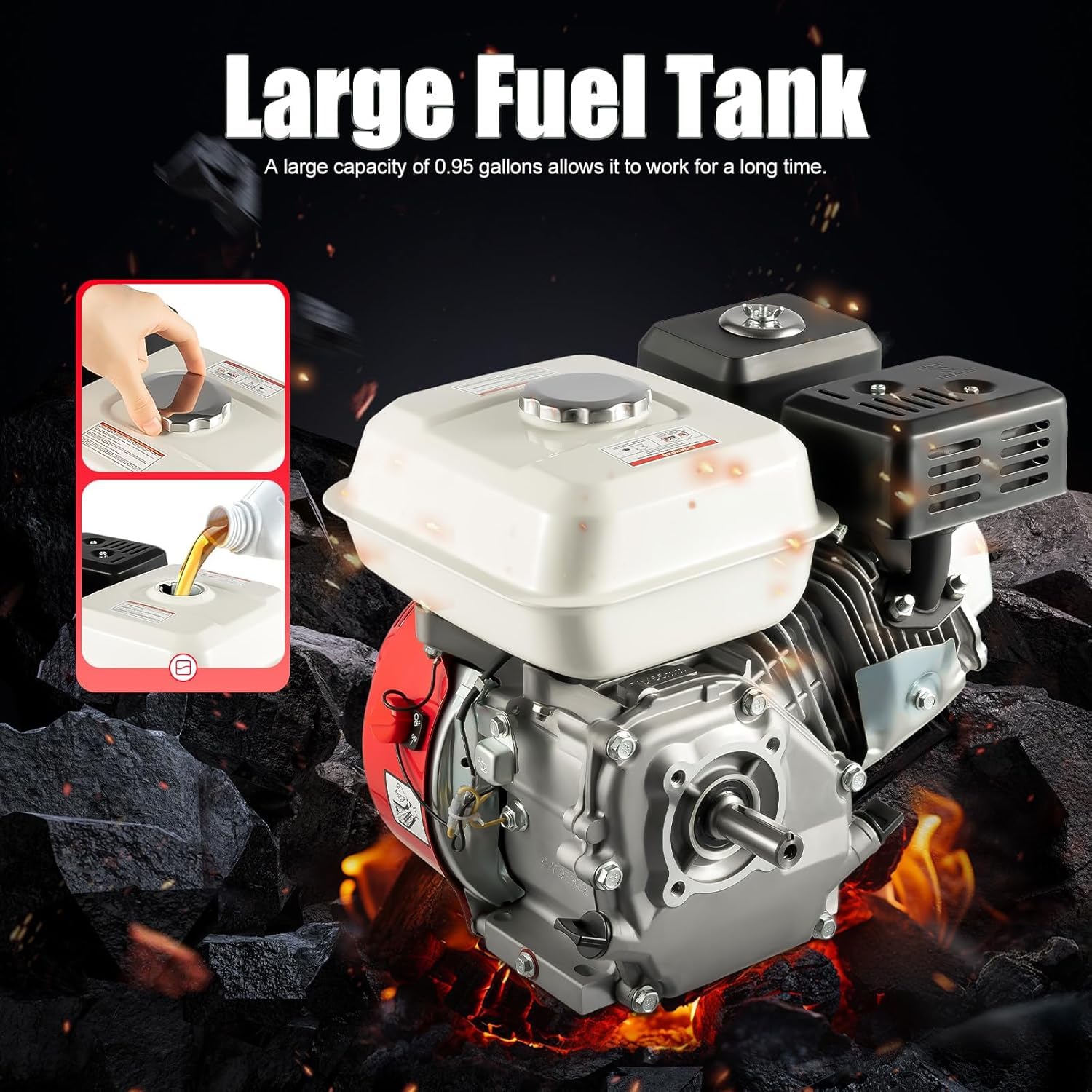 Motor de gasolina 5100 W Go Kart con motor de gasolina, monocilindro, 4 tiempos, 212 cm³, 7,5 CV, cigüeñal de 20 mm, sistema de refrigeración por aire, depósito de combustible de 3 6 l, para