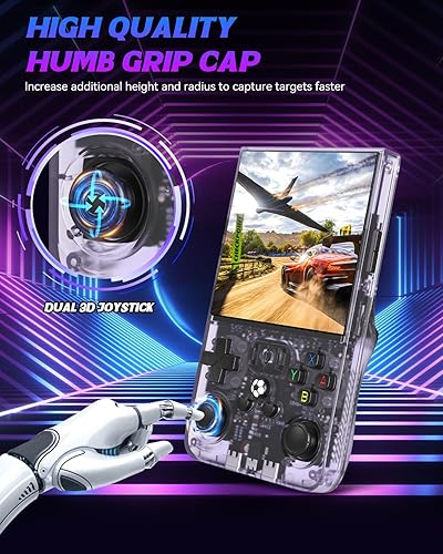 Miniatura 4 de R36MAX - Consola de juegos de mano retro, 64 GB de almacenamiento, pantalla IPS HD de 4.0 pulgadas, batería de 4000 mAh, gris, videojuegos clásicos