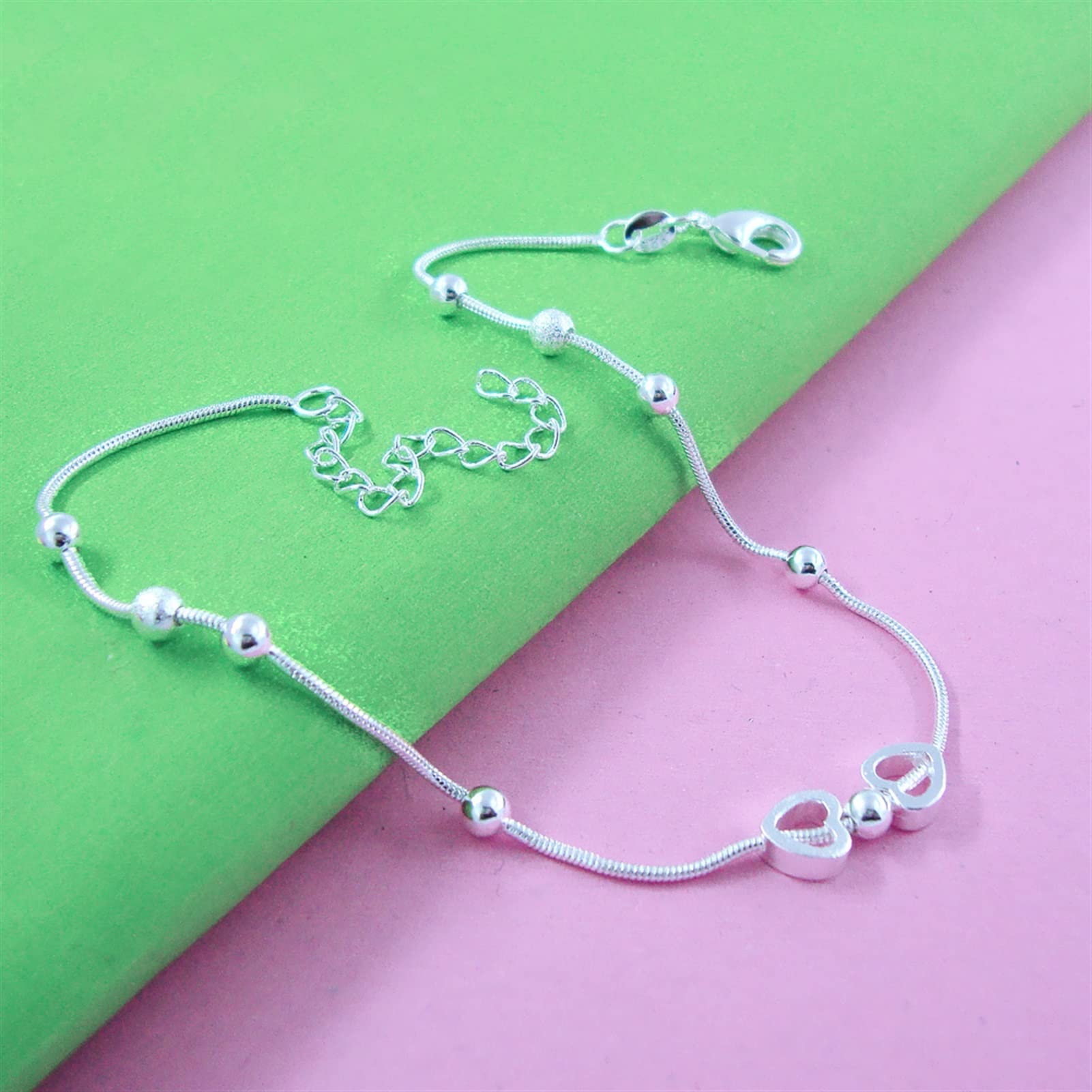 Braccialetti alla caviglia Cavigliera con ciondolo Argento sterling 925 Semplice catena di serpente Cavigliere Piede da spiaggia 25 cm Bracciale Donna Gioielli Cavigliere da donna