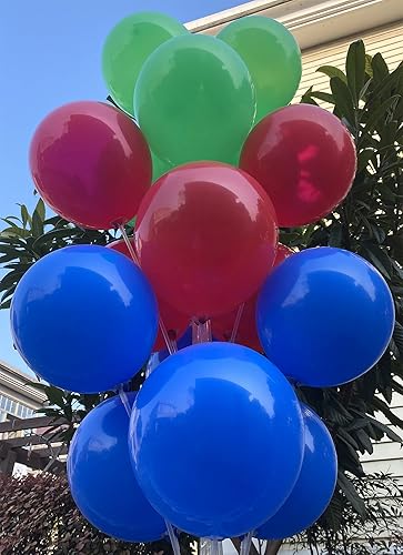 Miniatura 4 de JODIDI 100 Pcs 12 Inch Red Royal Blue Dark Green Latex Balloons Decoration, Birthday Wedding Baby Shower Party Balloons Decoration (Red Blue Green)