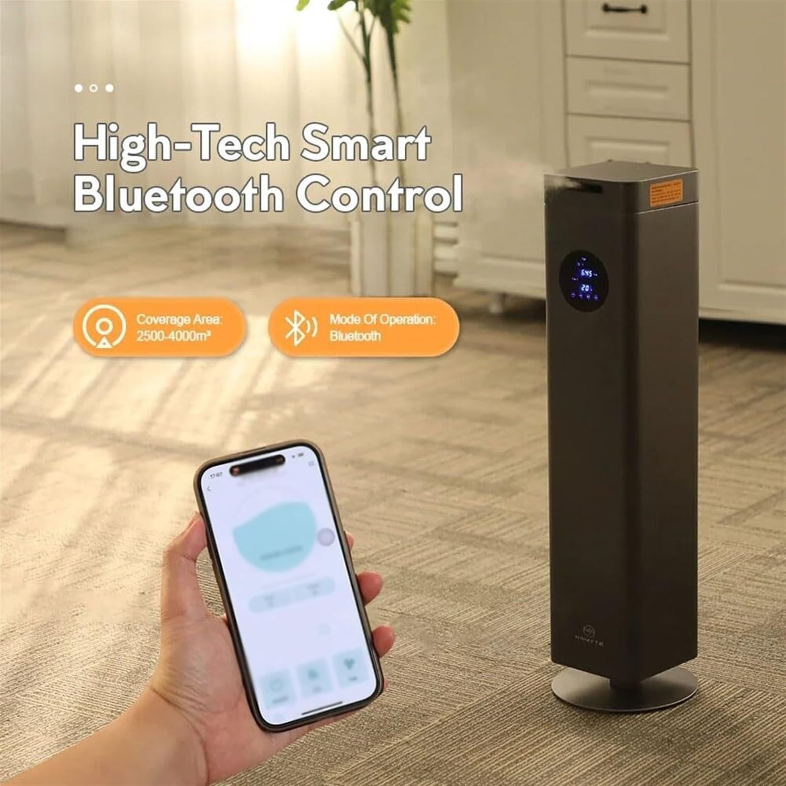 Bezwodny dyfuzor zapachowy, stojąca maszyna zapachowa 1500 ml z wyświetlaczem LED, 3 tryby połączenia, pokrywa 2500-4000 m³, inteligentny Bluetooth do hotelu, biura, domu
