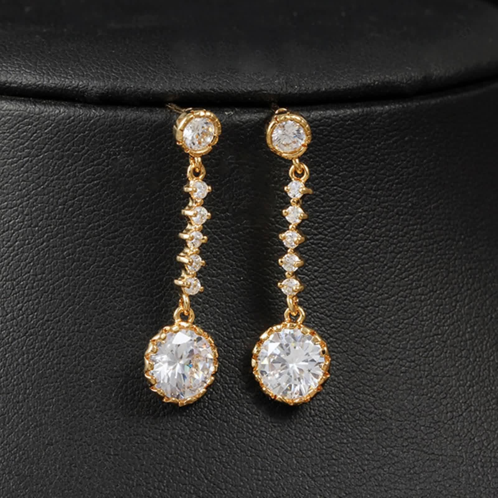AMDXD Pendientes de oro de 18 quilates Au750, pendientes clásicos con moissanita, oro amarillo 750, pendientes de moissanita, estilo Art Nouveau