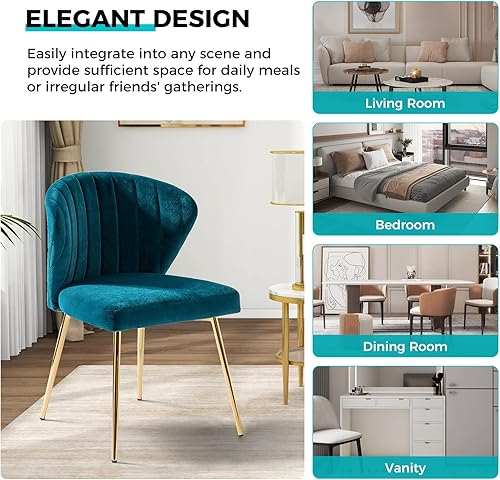 Miniatura 102 de TINA'S HOME Sillas modernas para sala de estar, comedor, pequeña silla decorativa de terciopelo con patas de metal dorado, bonita silla lateral