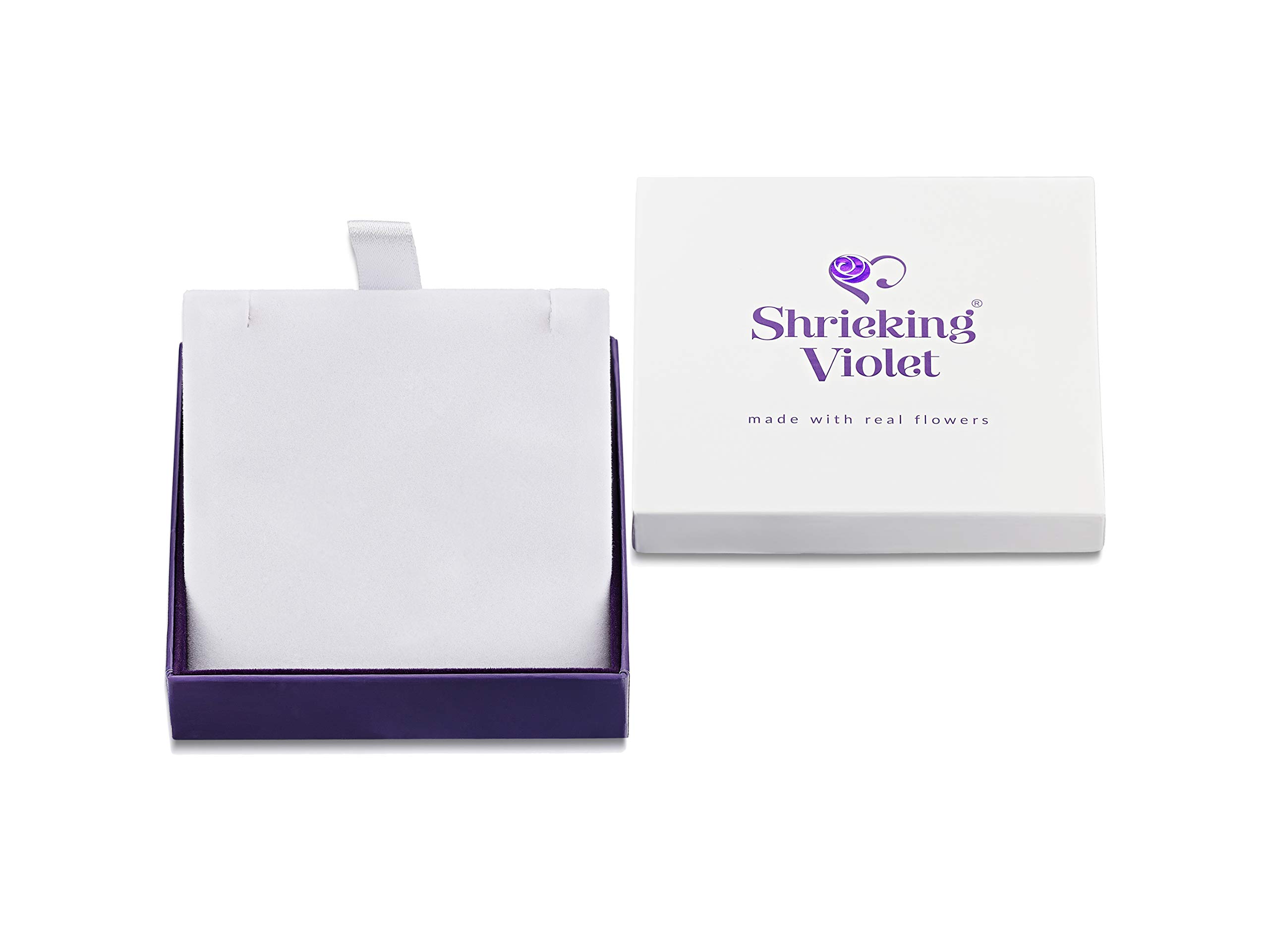 Shrieking Violet Collana in argento Sterling 925 con ciondolo a forma di fiore vero, 22mm x 16mm, Resina