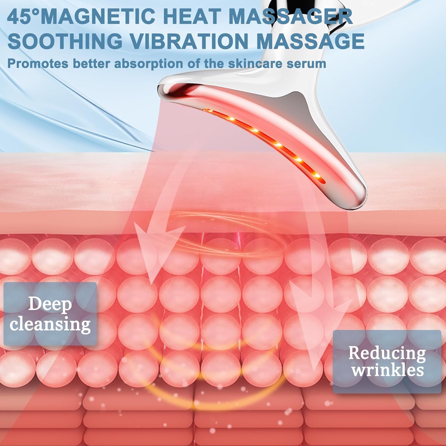 Massaggiatore Viso Lifting Elettrico Antirughe,Impacco Caldo a 45 ℃ Massaggiatore Viso EMS lifting del Collo Rassodante per Tonificare il Viso,Pulizia Profonda Anti-età Rassodamento e Lifting