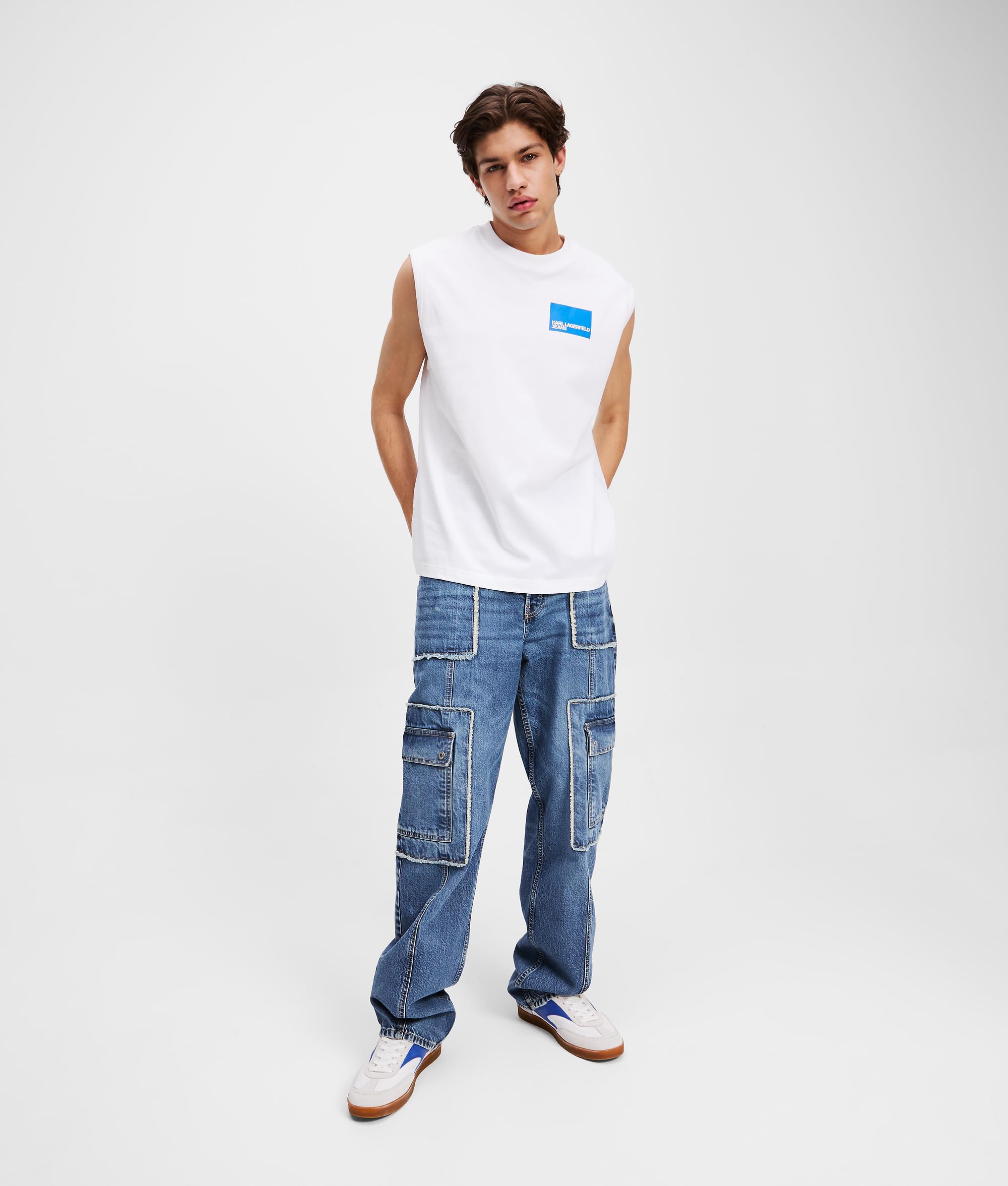 Karl Lagerfeld Jeans, Męskie, Relaxed Box Logo Tank, Relaxed Fit