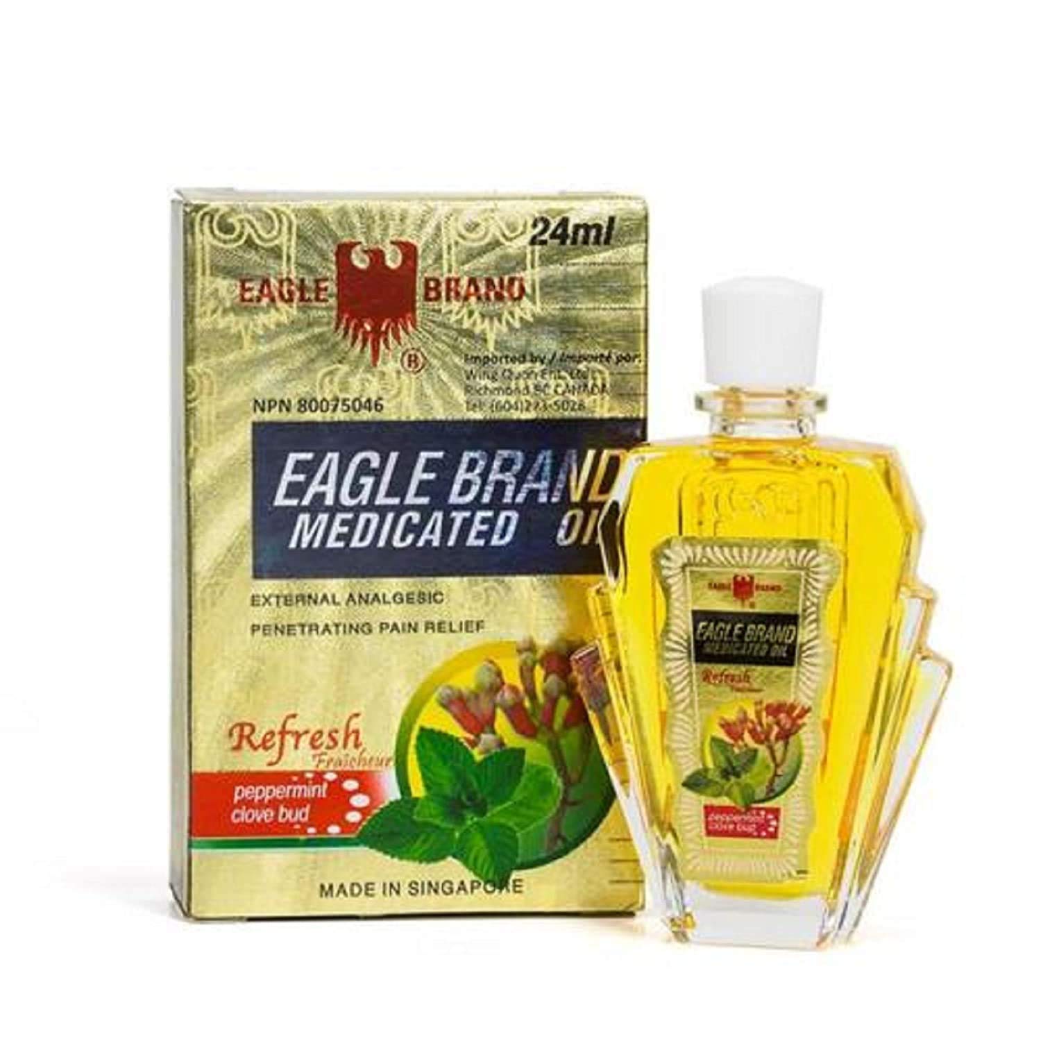 Eagle Brand Medicated oil 24ml Singapore Product (Refresh - Peppermint & Clove bud) Pack of 1