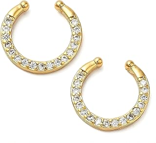 Via Mazzini Golden Metal Non-Piercing Septum Hanger Nose Ring for Women -1 Pair Price In India