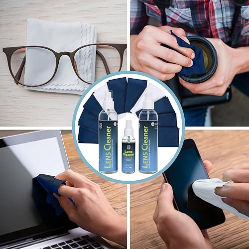 Miniatura 3 de Limpiador de lentes en aerosol 2 2oz limpiador de lentes, con 5 paños de microfibra, sin amoníaco y rayas, seguro para gafas y electrónicos