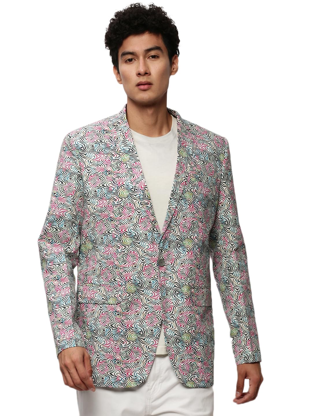 Men Printed Single Breasted Casual Blazer | Notched Lapel Full Sleeves Cotton Blazer for Mens | Slim Fit Regular Length Blazer for Men's-image-16