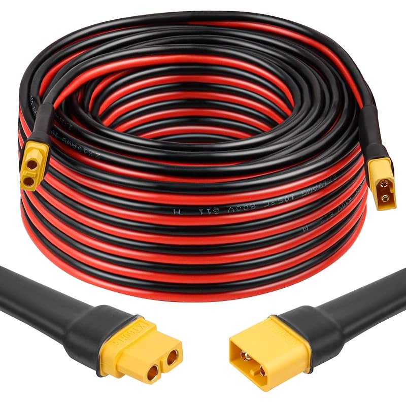 Cabo de extensão XT60 macho para fêmea, fio de cobre estanhado 10AWG com 15,24 m para modelos RC, drones e aplicações solares XRDS -RF