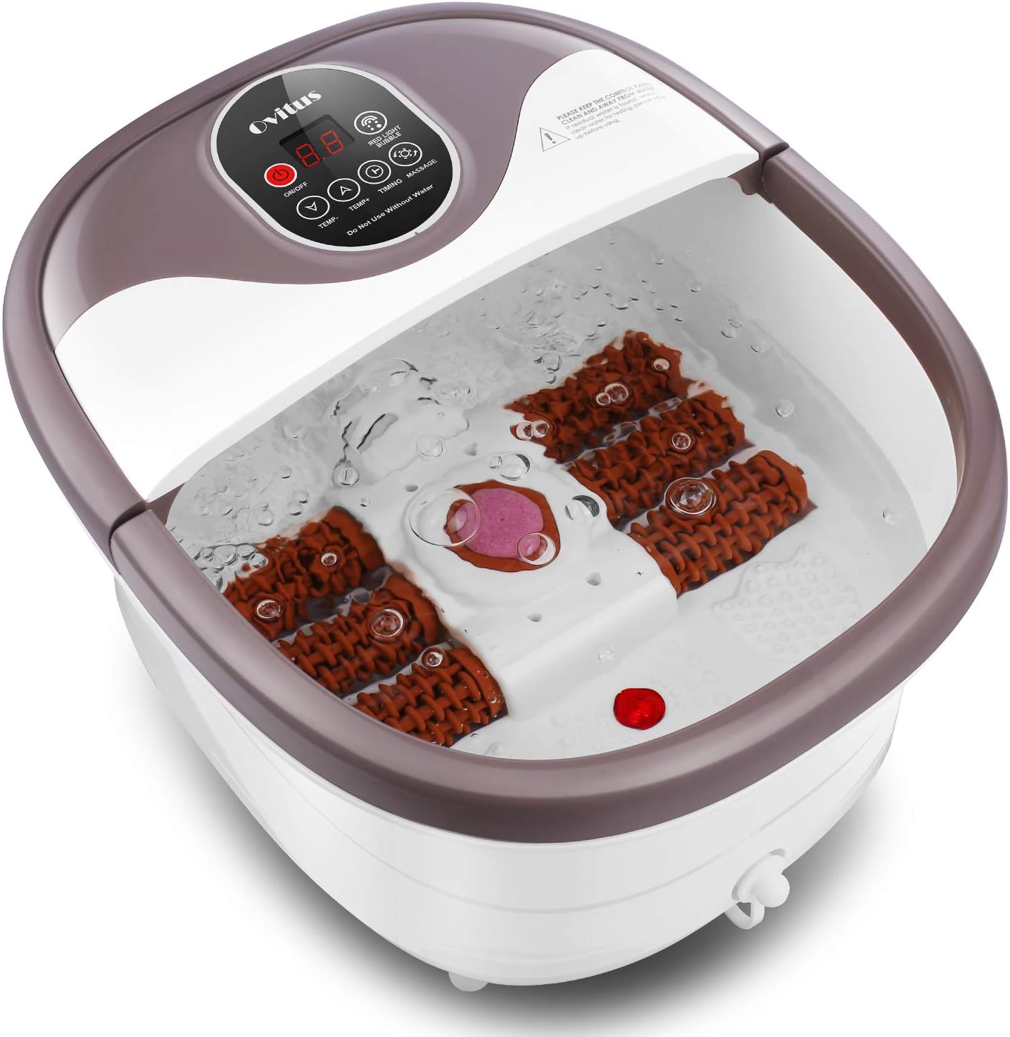 Pedicure Foot Spa Bath Massager with Heat for Feet Relief and Relax, Bubble Surging, Temperature and Timer Through Digital Control Screen, Pedicure Stone (Grey)