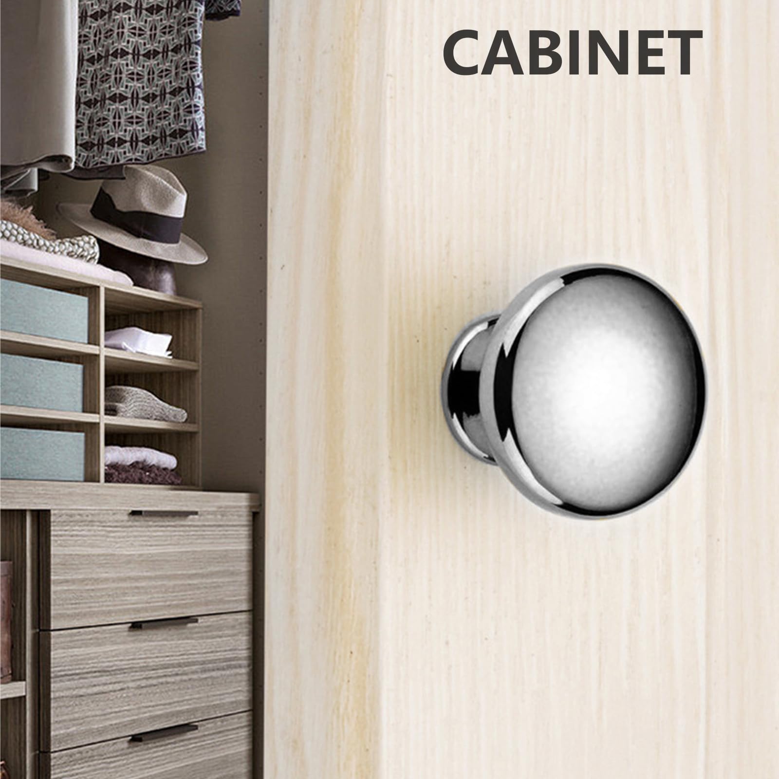 ShiningUU Cupboard Door Knobs 6 Pack Stainless Steel Cabinet Knobs with Screws, Silver, 22mm - Image 4