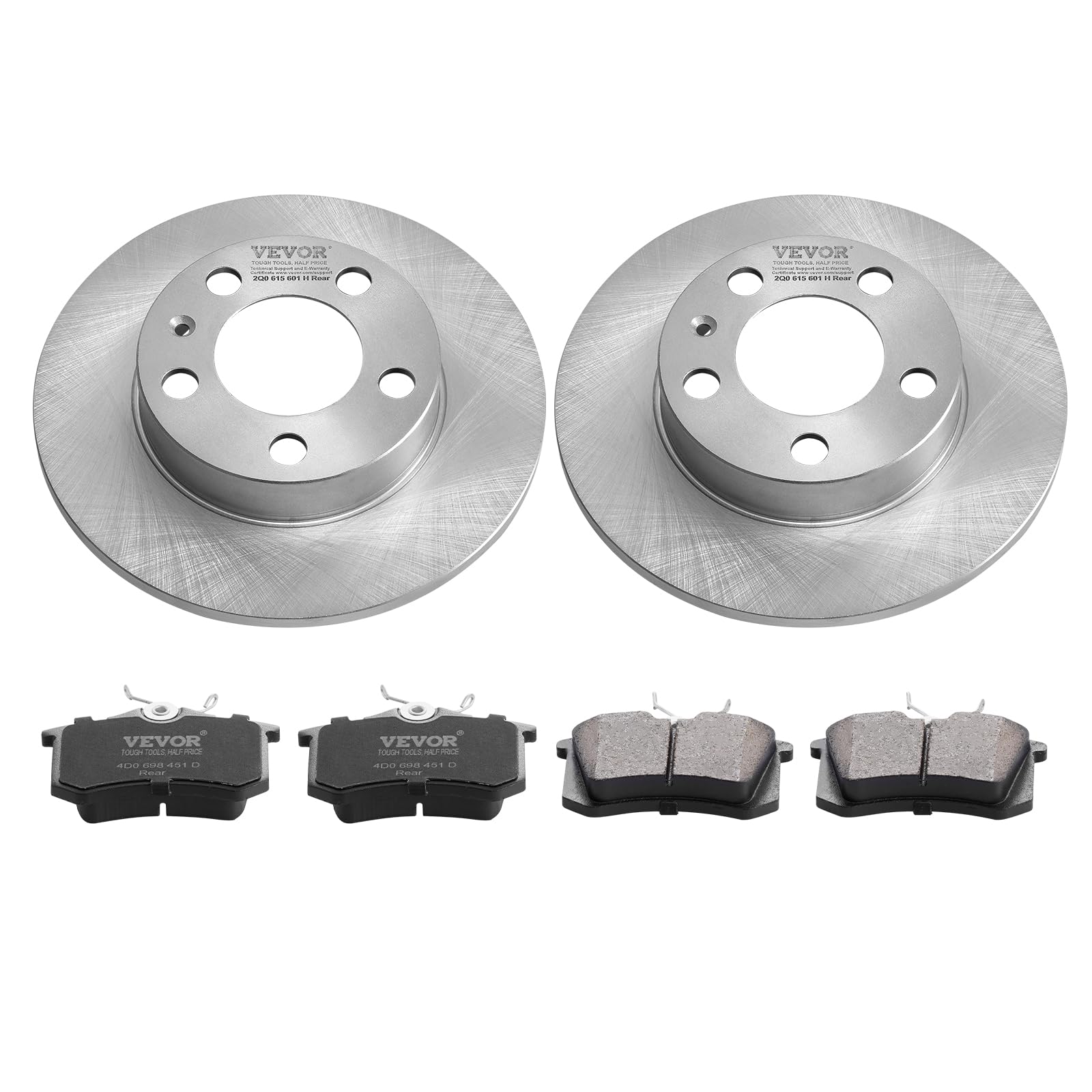 VEVOR Kit Freno Posteriore Compatibile 231,7 mm Dischi Freno 6,1 kg con AUDI A3(8L), SEAT IBIZA, SKODA OCTAVIA, ROOMSTER, VW GOLF Ⅳ, Kit di Sostituzione Pastiglie Freno in Ceramica, Rotori Posteriori