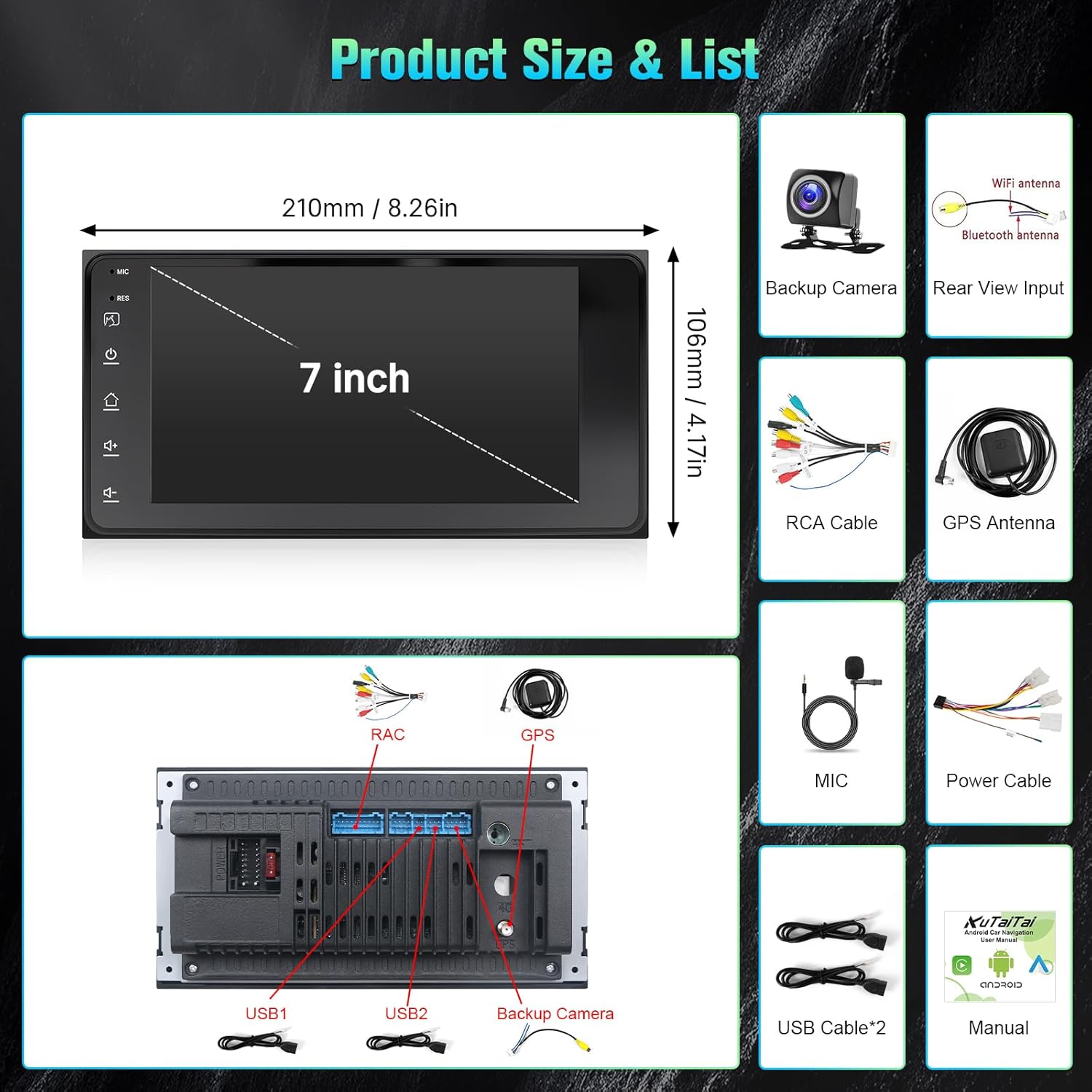 Car Radio Stereo for Toyota RAV4 4Runner Camry Tundra Sequoia Corolla Prado Echo (Non J-B-L) with Carplay Android Auto - 2+32GB 7 Inch Touch Screen Head Unit for RAV4 with GPS, BT, WiFi, SWC