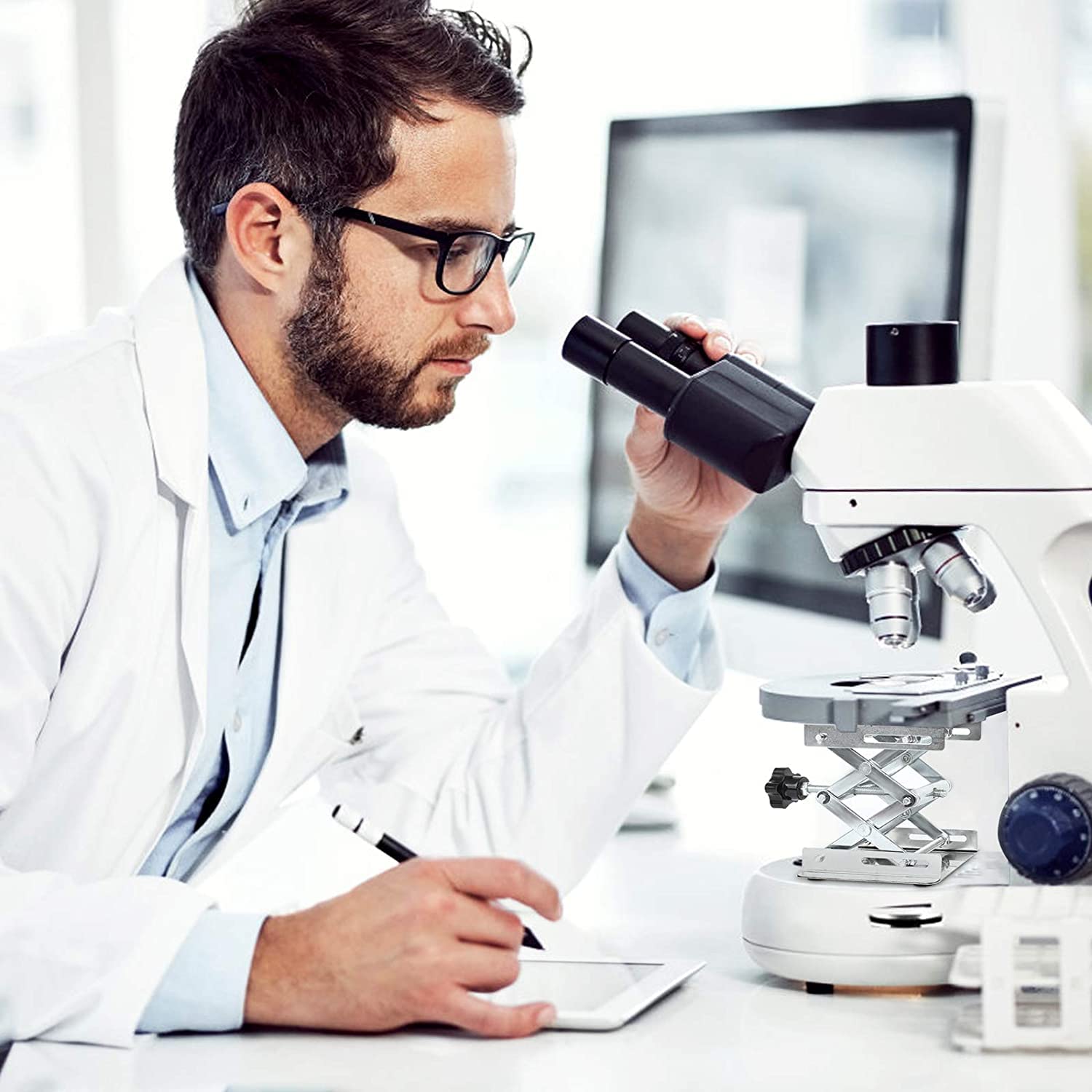 Platforma podnosząca ze stali nierdzewnej laboratoryjny stojak na stół podnoszący nożyce 100 x 100 mm / 3,9 x 3,9 cala