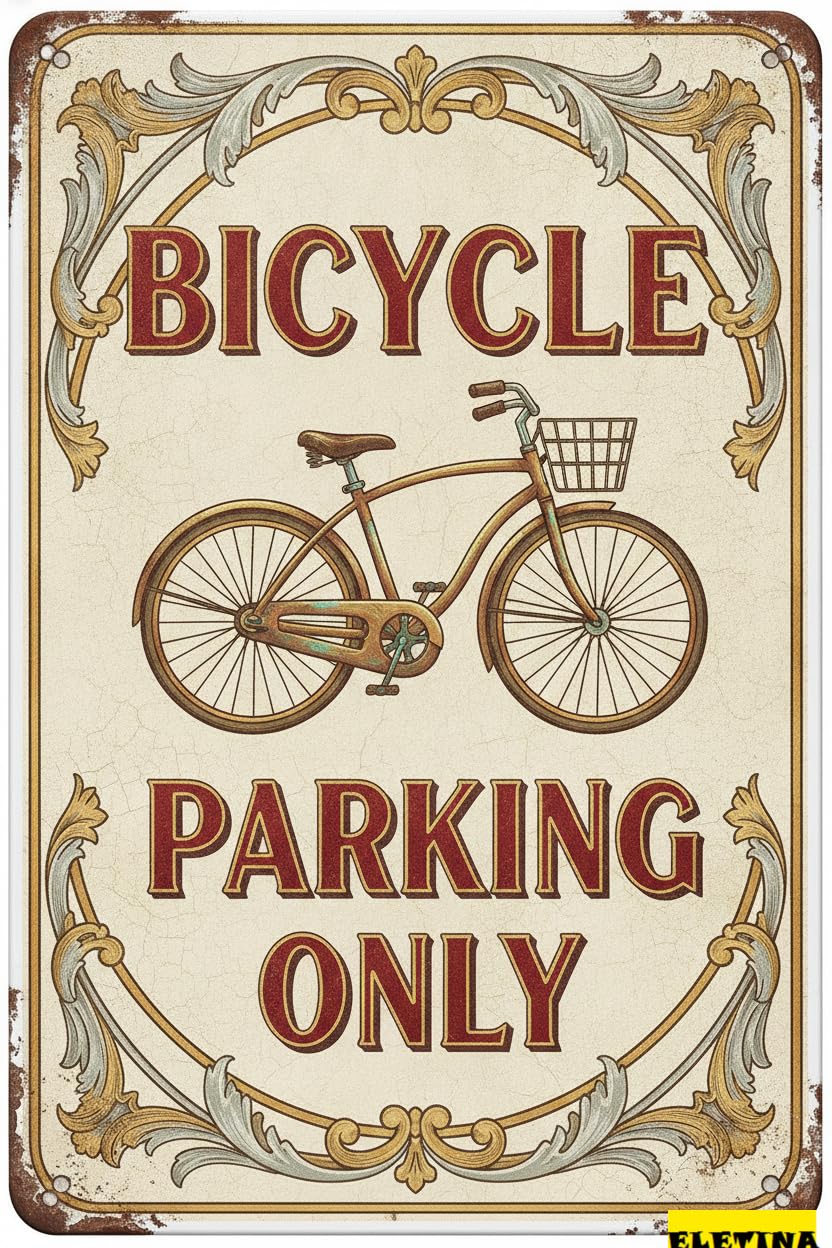 Bicycle Parking Only Metal Warning Sign Yard Road Street Gate Fence Business Decor 8x12in